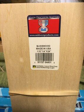 Midwest Basswood wood 1/32" x 4" x 24in (1)pc.